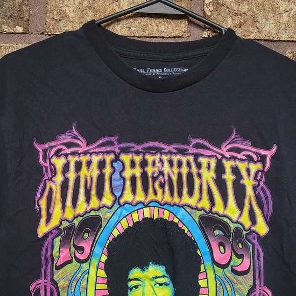 Karl Ferris Collection Jimi Hendrix Psychedelic Black Tee Size LARGE - Picture 3 of 7